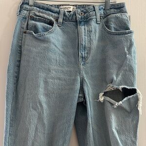 Abercrombie & Fitch High Rise 90s Relaxed Distressed Denim 29 Curve Love